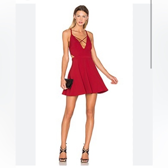 NBD x Naven Twins Open Eyes Fit and Flare Merlot Mini Dress Small Revolve NEW - Picture 1 of 10